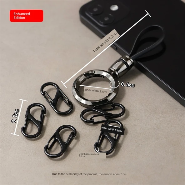 Metal S Tipi Yaylı Kancalı Anahtarlık - Gümüş Set (1 Anahtarlık + 5 S Kanca) - Resim 8