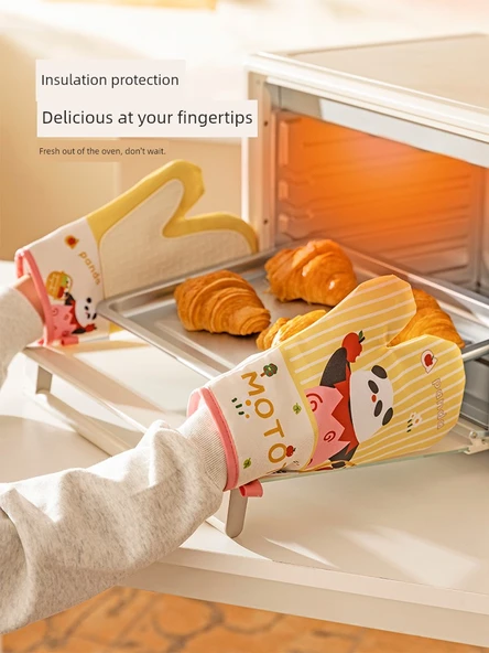Yeşil Mototo Panda Desenli Fırın Eldiveni (1 Çift) - Resim 2