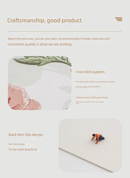 Dev Panda Çiçek Desenli Bardak Altlığı - Deri - 17cm - 4 Adet - Model 6 - Resim 7