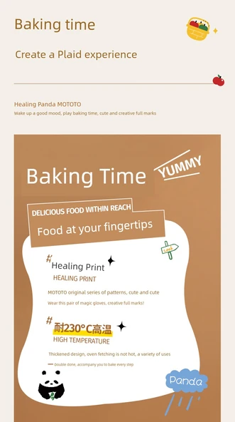 Yeşil Mototo Panda Desenli Fırın Eldiveni (1 Çift) - Resim 10