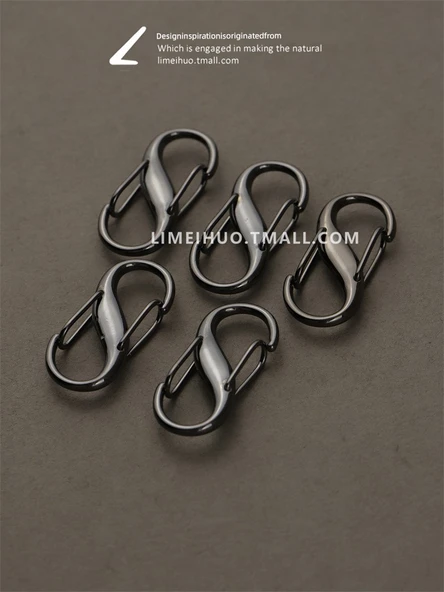 Metal S Tipi Yaylı Kancalı - 5'li Siyah S Kanca