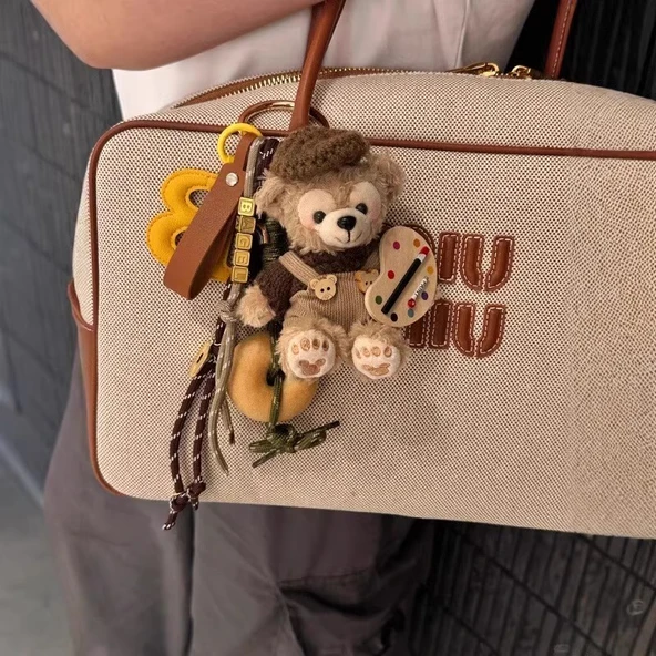 Shelly Rose Kahverengi Şapkalı Ressam Duffy Peluş Anahtarlık Çanta Kolyesi - 1