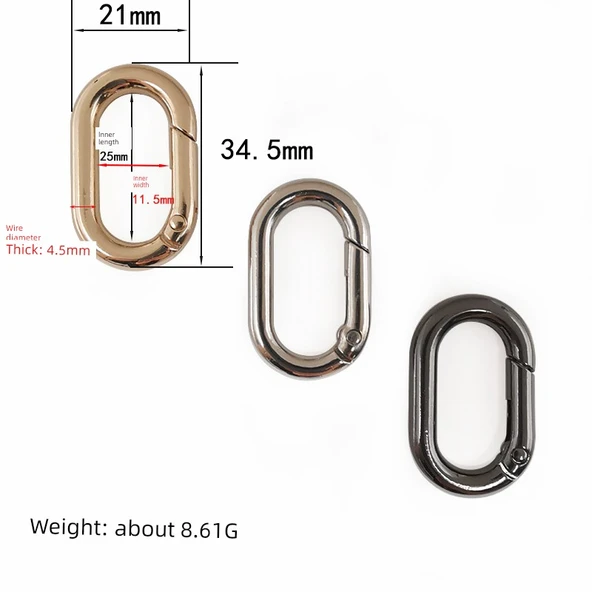 Oval Yaylı Çanta Tokası - 25x11.5x4.5mm - Altın
