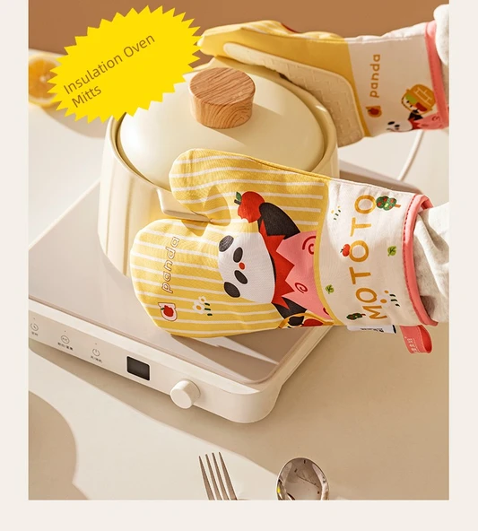 Yeşil Mototo Panda Desenli Fırın Eldiveni (1 Çift) - Resim 11