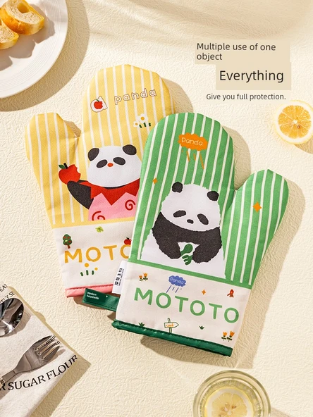 Yeşil Mototo Panda Desenli Fırın Eldiveni (1 Çift) - Resim 5