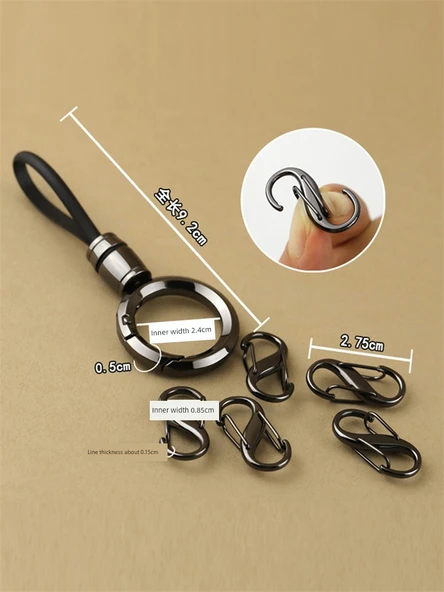 Metal S Tipi Yaylı Kancalı Anahtarlık - Gümüş Set (1 Anahtarlık + 5 S Kanca) - Resim 6