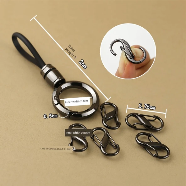 Metal S Tipi Yaylı Kancalı Anahtarlık - Gümüş Set (1 Anahtarlık + 5 S Kanca) - Resim 7