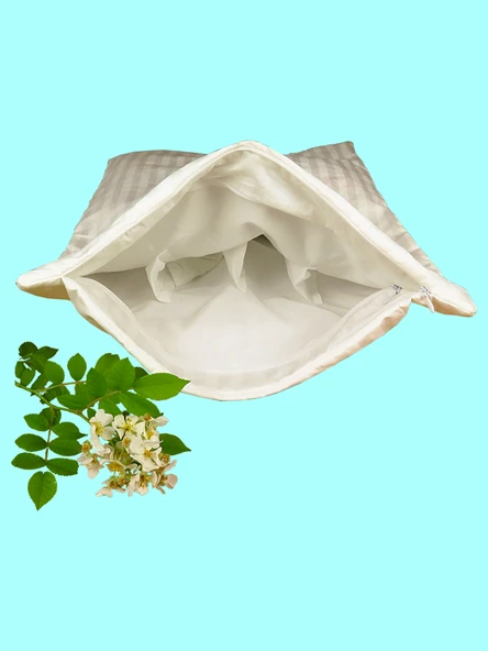 Çift Katmanlı Kumaş Karabuğday Yastık Kılıfı 38cm x 60cm - Çin Gülü Desenli Kaba Kumaş - 6