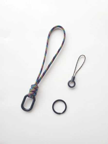 Paraşüt İpli Anahtarlık 16cm +2 Aksesuar - 99 Renk