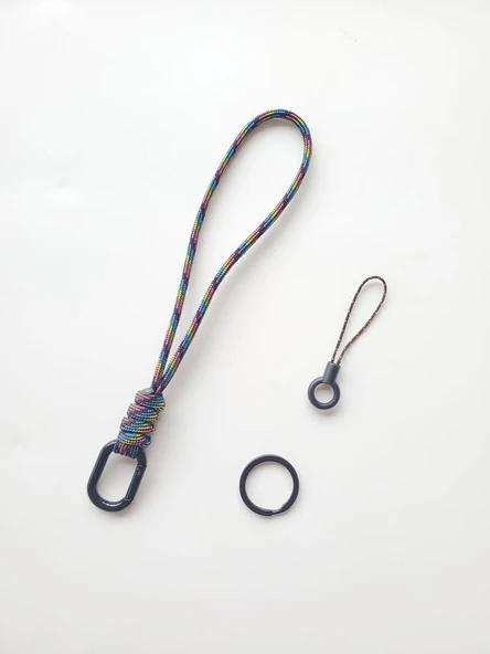 Paraşüt İpli Anahtarlık 19cm +2 Aksesuar - 99 Renk