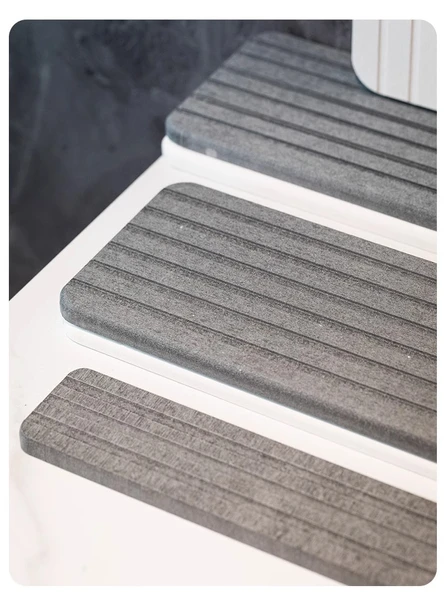 Diyatomit Emici Paspas 30x10cm Çizgili Koyu Gri - 3