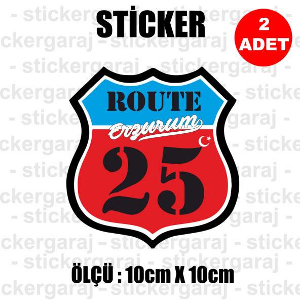 25 ERZURUM 2 adet plaka sticker - il şehir rota etiket - kask motosiklet otomobil araba pc laptop bilgisayar cam uyumlu