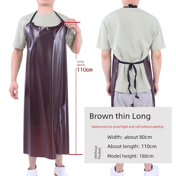 Su Geçirmez PVC Mutfak Önlüğü - Kahverengi, İnce, Uzun Boy 80x110