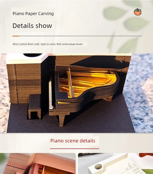 3D Piyano Takvim 2025 - 25 Yıllık Haftalık Takvim - Pembe - Resim 9