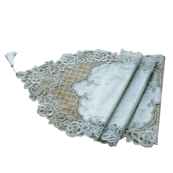 Avrupa Tarzı Kadife İşlemeli Buzdolabı Örtüsü - Zarif Gri, 70CM * 180CM (Çift Kapılı) - Resim 6