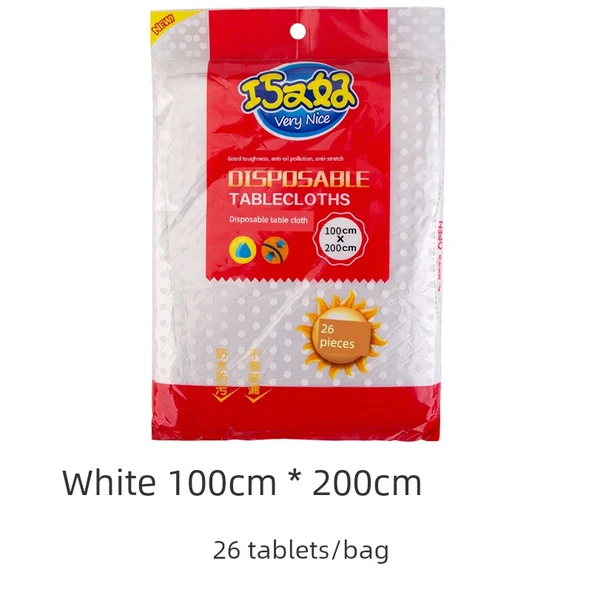 Tek Kullanımlık Plastik Masa Örtüsü - Beyaz 1.0x2.0 Metre (3 Paket, 78 Adet)