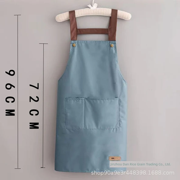 Cepli Su Geçirmez Yağa Dayanıklı Mutfak Önlüğü - Uzun Deri Standart Önlük Pembe - Resim 5