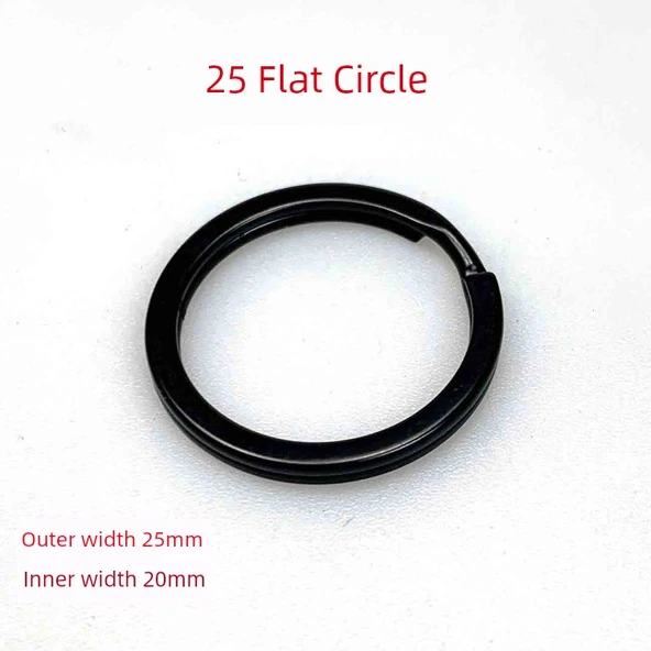 Mat Siyah Anahtarlık - 30mm Çap, Siyah, 5 Halkalı - 10