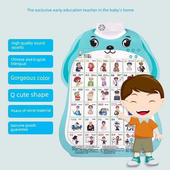 Erken Eğitim Sesli Duvar Tablosu - Çarpım Tablosu + Çince Karakterler + Vuruşlar - Resim 4