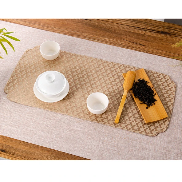 El Yapımı Dokuma Çay Matı Masa Örtüsü - Fildişi - 50cm x 23cm