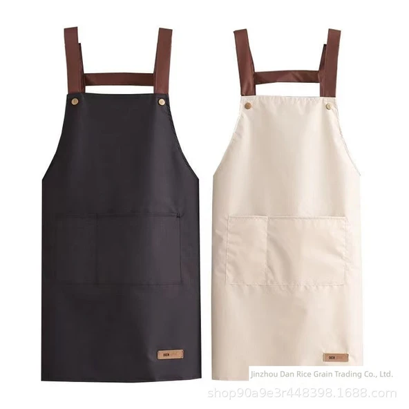 Cepli Su Geçirmez Yağa Dayanıklı Mutfak Önlüğü - Uzun Deri Standart Önlük Pembe - Resim 6