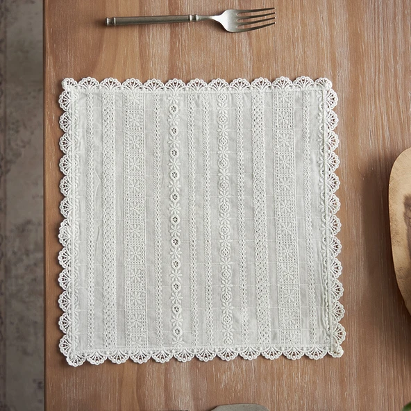 Pamuklu Keten Fransız Pastoral Stil Peçete - Lassie. 45x45cm (2 Adet)