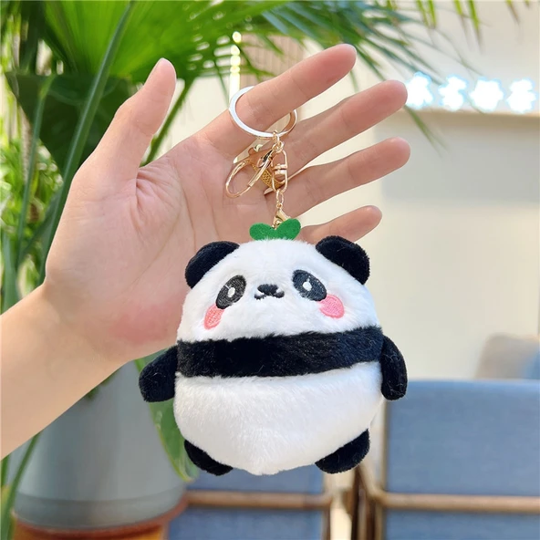 Sevimli Dev Panda Anahtarlık - Siyah Altın Tokalı 10cm