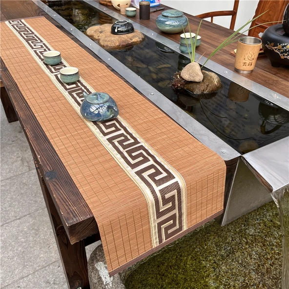 Bambu Çay Matı Masa Örtüsü - Açık Mavi 30x280CM - 3