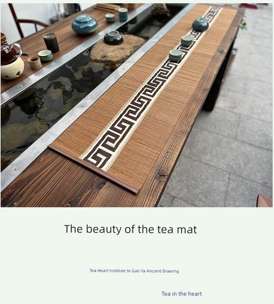 Bambu Çay Matı Masa Örtüsü - Açık Mavi 30x280CM - 7