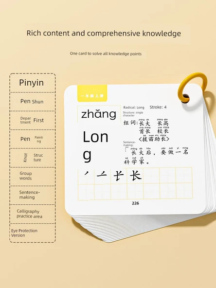 Çince Karakter Öğrenme Kartları - 1. Sınıf Okuma Yazma ve Pinyin Seti (2. Kitap 406 Kelime + Pinyin Kartı 240 Kelime) - Resim 4