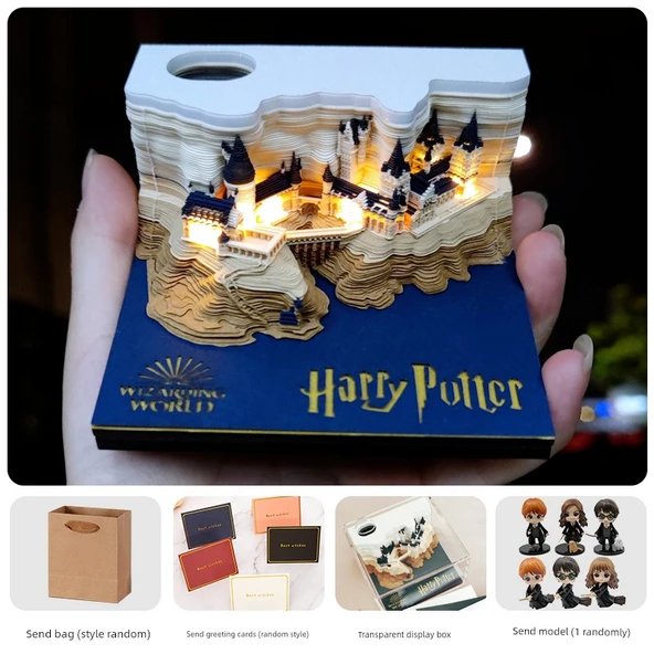 3D Stereo Harry Potter Kalesi Kağıt Oyma Notu - Hafif Sürüm ve El Yapımı Rastgele
