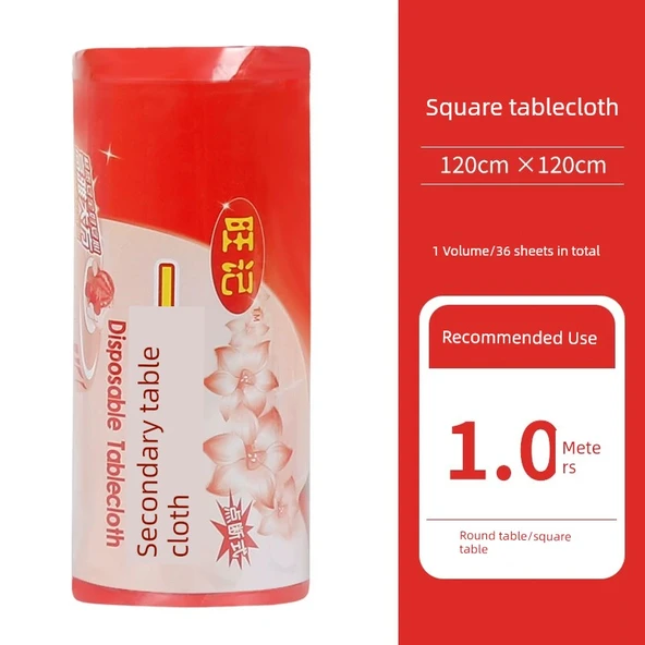 Şeffaf Su Geçirmez Plastik Masa Örtüsü - Kırmızı 1.2x1.2 m (36 adet)