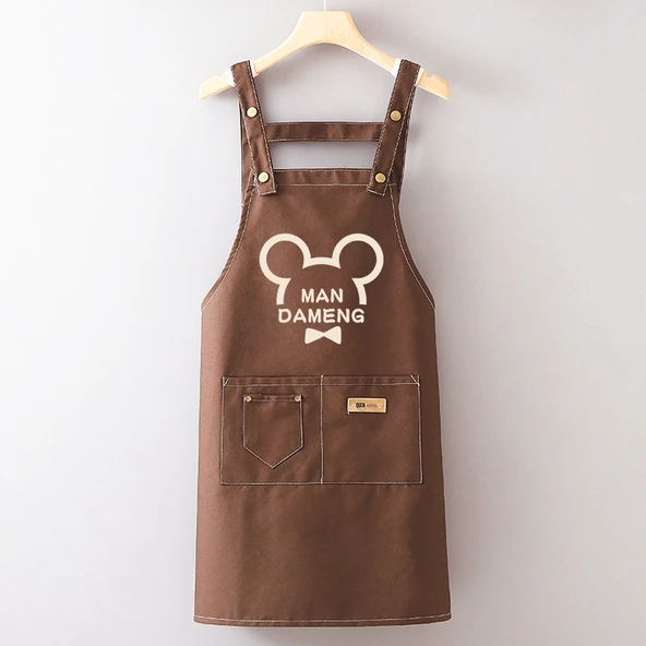Askılı Kanvas Önlük - Şık Eskiz Mickey Cafe
