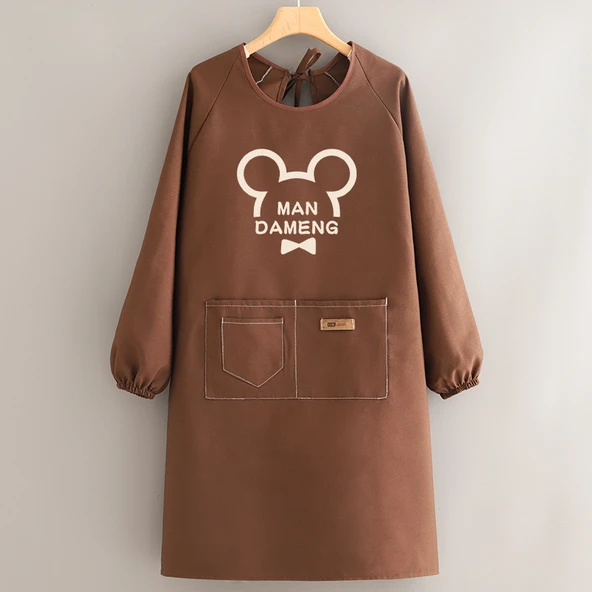 Kanvas Uzun Kollu Önlük - Şık Eskiz Mickey Cafe
