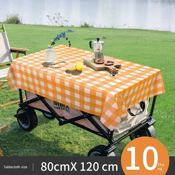 Su Geçirmez Dikdörtgen Masa Örtüsü - Turuncu Kareli 80x120cm 10 Adet