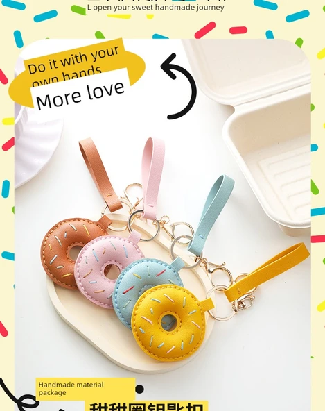 DIY El Yapımı Anahtarlık Kolye Yaratıcı Malzeme Kiti - Sarı Donut Kolye (DIY Malzeme Paketi) - 9
