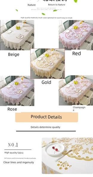 PVC Bronz Desenli Masa Örtüsü - Altın 2 Dikdörtgen 60x120cm - 11