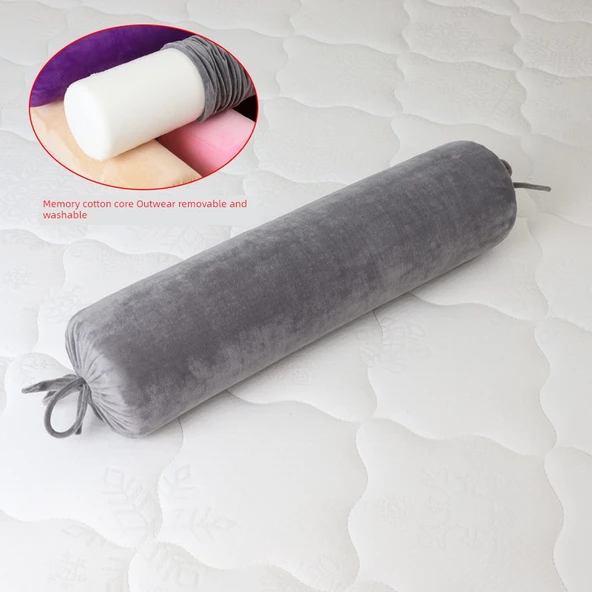 Hamileler İçin Silindir Süngerli Masaj Yastığı - Lateks Gri (60cm, Anti-Deformasyon)
