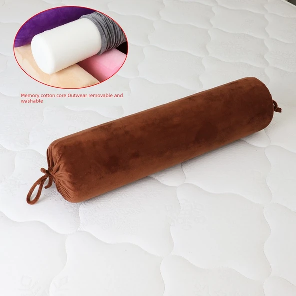 Hamileler İçin Silindir Süngerli Masaj Yastığı - Lateks Koyu Köri (60cm, Anti-Deformasyon)