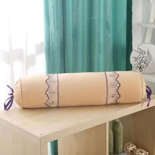 Hamileler İçin Silindir Süngerli Masaj Yastığı - Bej (60cm, İnci Pamuklu)