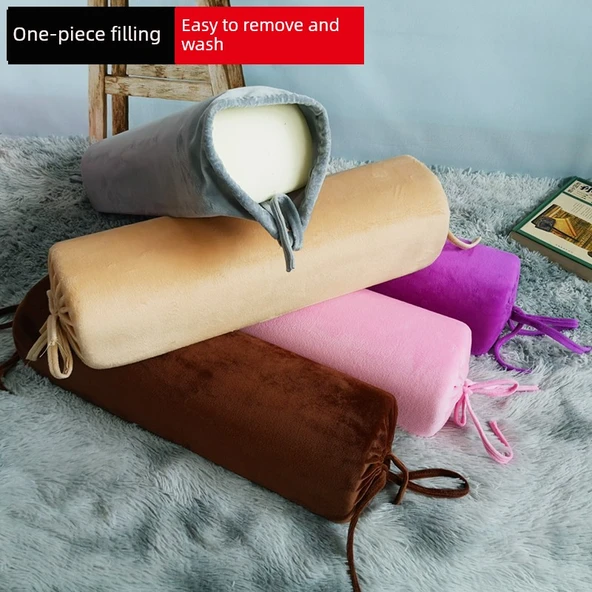 Hamileler İçin Silindir Süngerli Masaj Yastığı - Açık Pembe (60cm, İnci Pamuklu) - 4