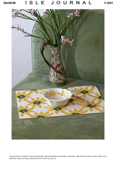 Retro Diatomit Emici Mat - Mürekkep Balığı Desenli 50x60cm - 10