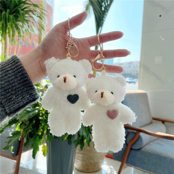 Peluş Kahverengi Ayıcık Altın Tokalı Anahtarlık - 11cm - 5