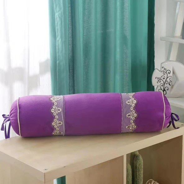 Hamileler İçin Silindir Süngerli Masaj Yastığı - Sos Moru (60cm, İnci Pamuklu)