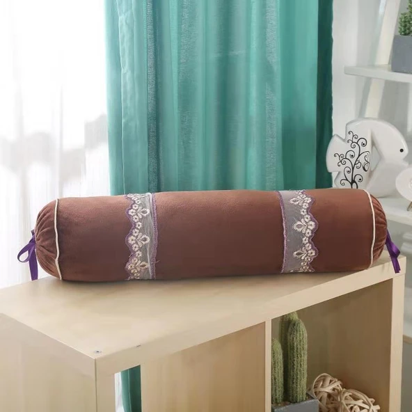 Hamileler İçin Silindir Süngerli Masaj Yastığı - Koyu Kahverengi (60cm, İnci Pamuklu)