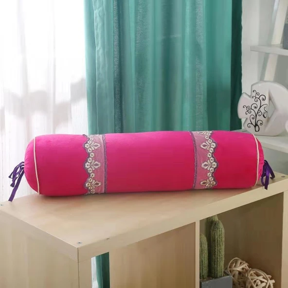 Hamileler İçin Silindir Süngerli Masaj Yastığı - Yeni Kırmızı (60cm, İnci Pamuklu)