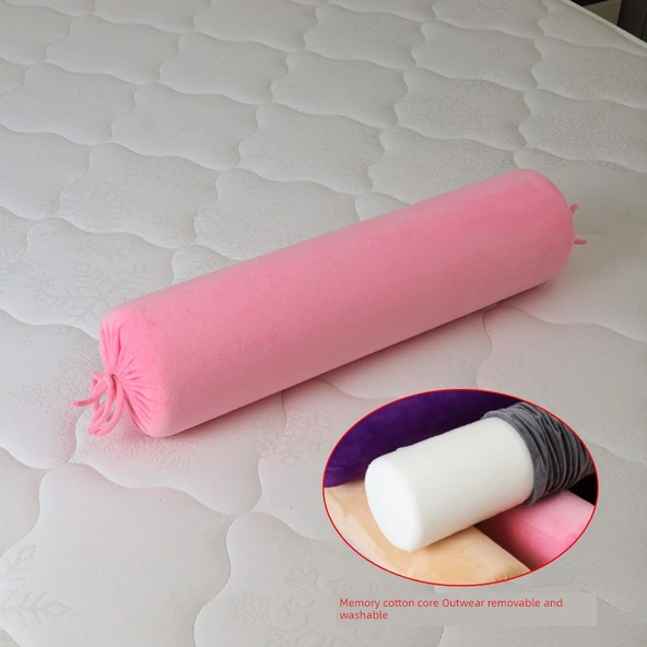 Hamileler İçin Silindir Süngerli Masaj Yastığı - Lateks Pembe (60cm, Anti-Deformasyon)