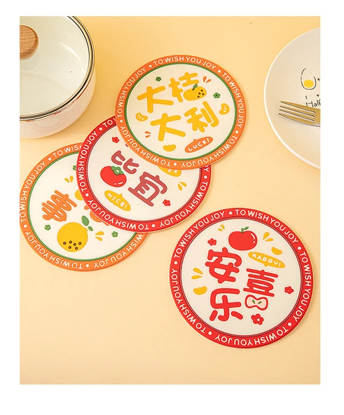 Isıya Dayanıklı Silikon Amerikan Servis - Huzur ve Neşe + Başarı + İyi Şanslar [3 Adet] 15.5x15.5cm - Resim 9