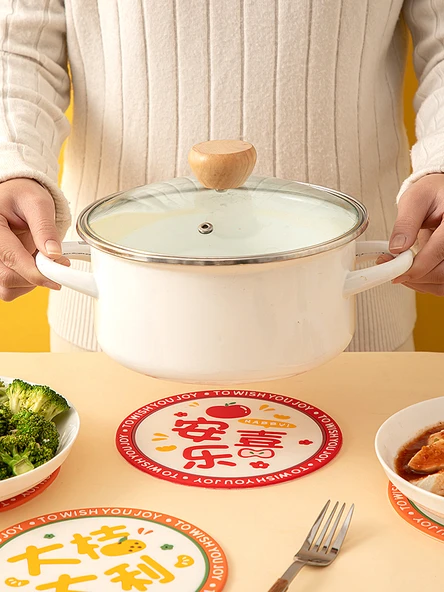 Isıya Dayanıklı Silikon Amerikan Servis - Huzur ve Neşe + Başarı + İyi Şanslar [3 Adet] 15.5x15.5cm - Resim 5