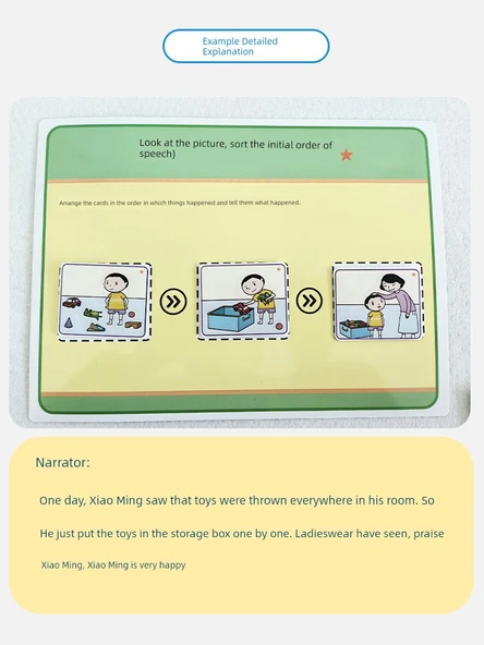 Çocuk Hikaye Anlatma Resim Kartları - Mantıksal Sıralama Eğitimi - Başlangıç Seviyesi Resim Sıralama - 1 Soru Kartı + 30 Cevap Kartı - Resim 5